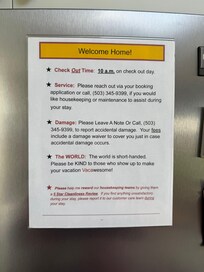 This is posted on the wall to call if you need help which we did. But this is the old vacation management company. They have nothing to do with this, but the new vacation management commpany didn’t change it so no way to get a hold of them