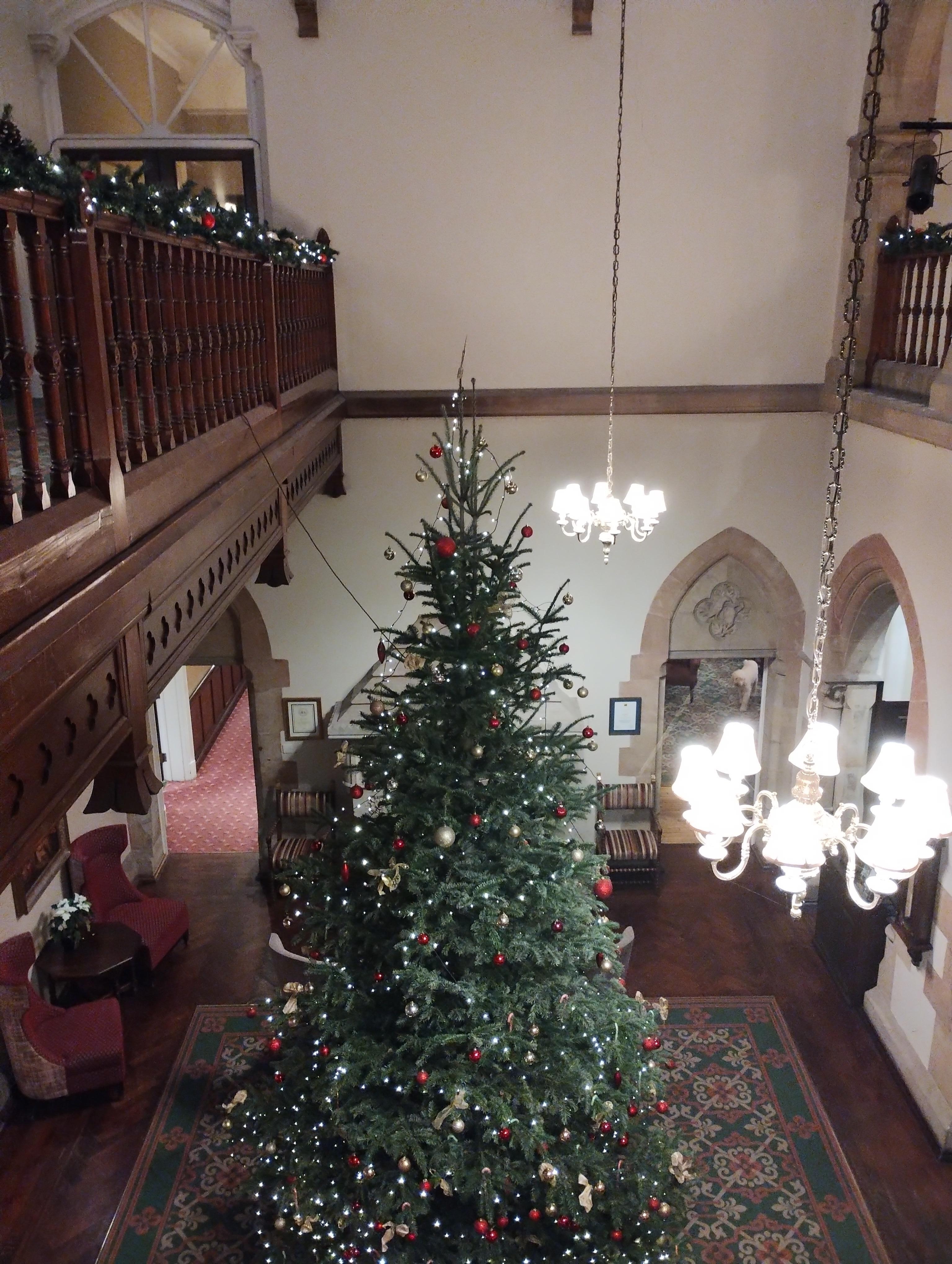 The central hall area with Xmas decorations.