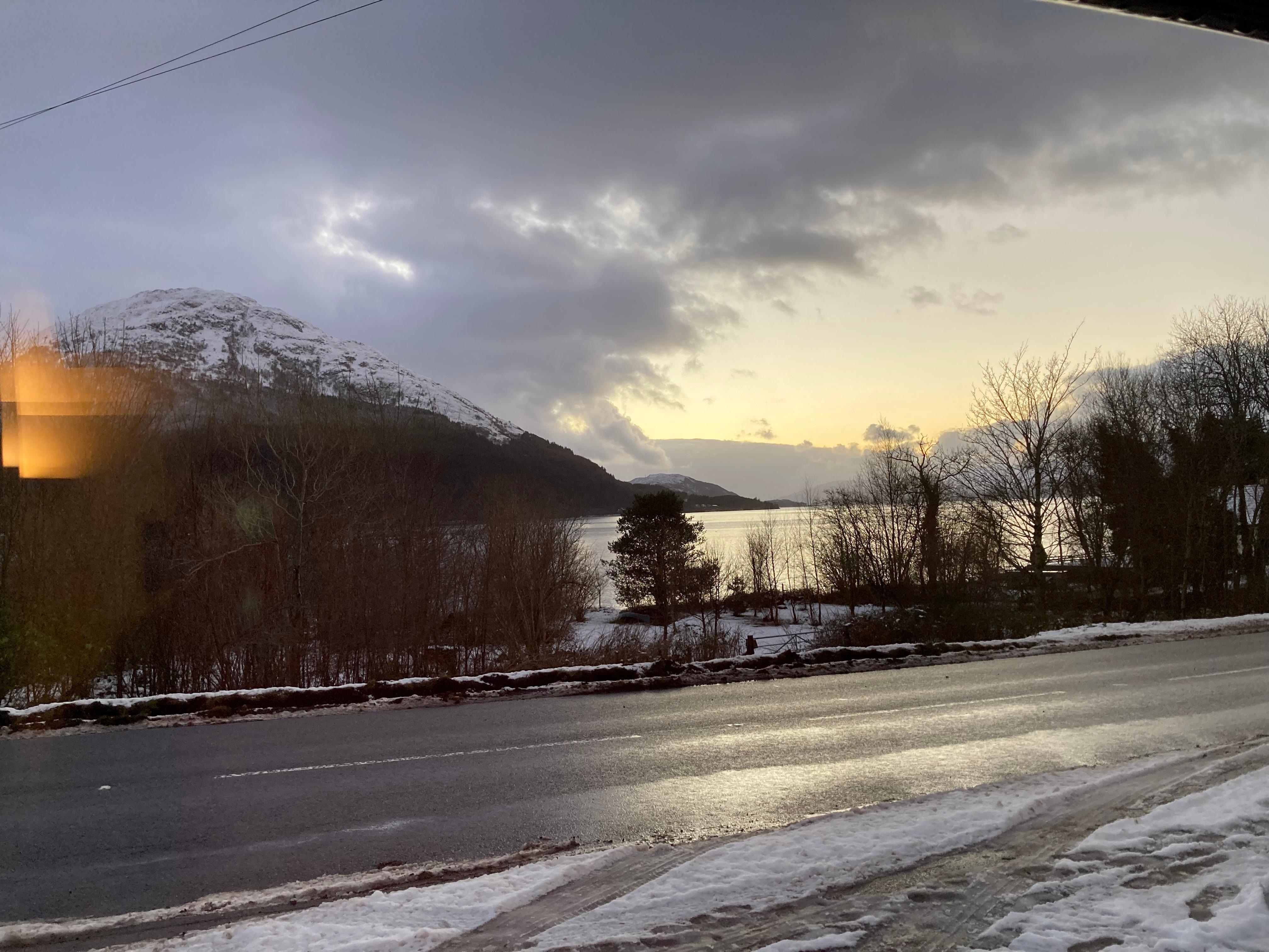 View from front of cottage across the Loch