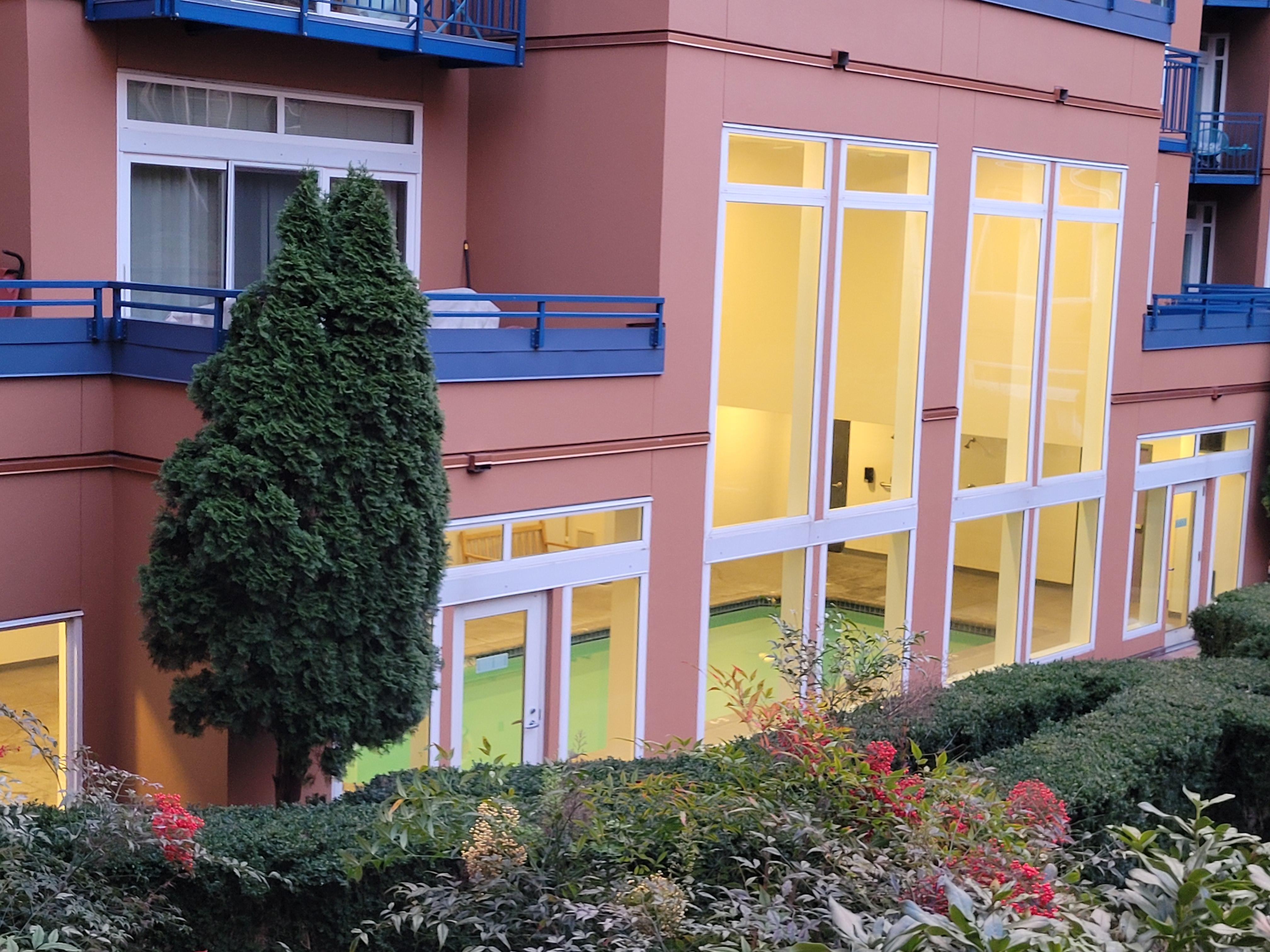 Indoor pool from outside