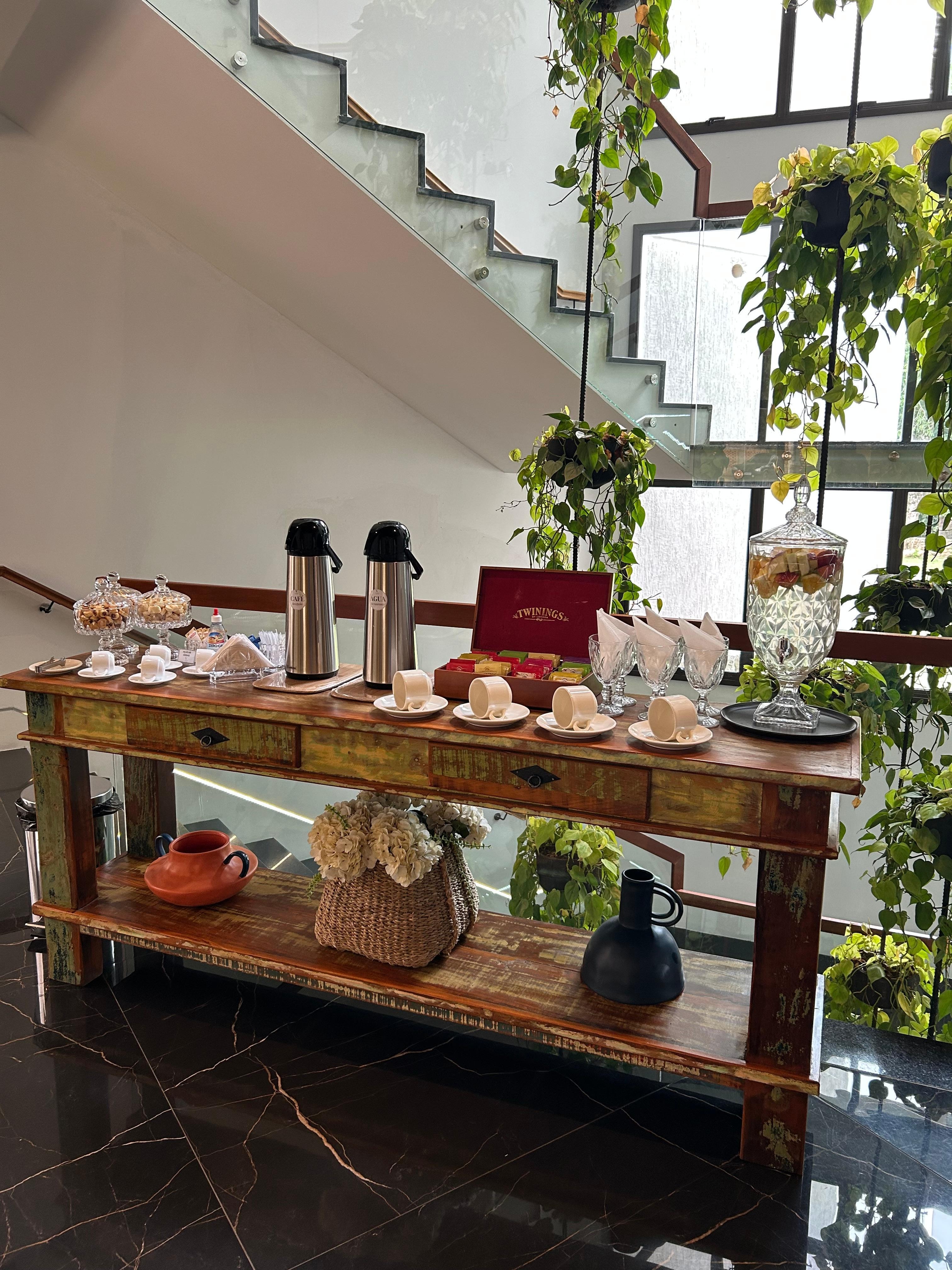 Cortesia para os hóspedes na recepção 