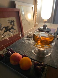 Turndown bed with tea and fruits every night