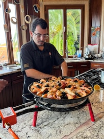 Chef Alberto of Inhouse Chefs preparing a gorgeous paella as we all looked on. Highlight of the stay!