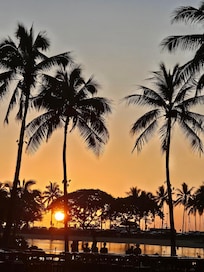 Sunset just to the right of the check in desk.