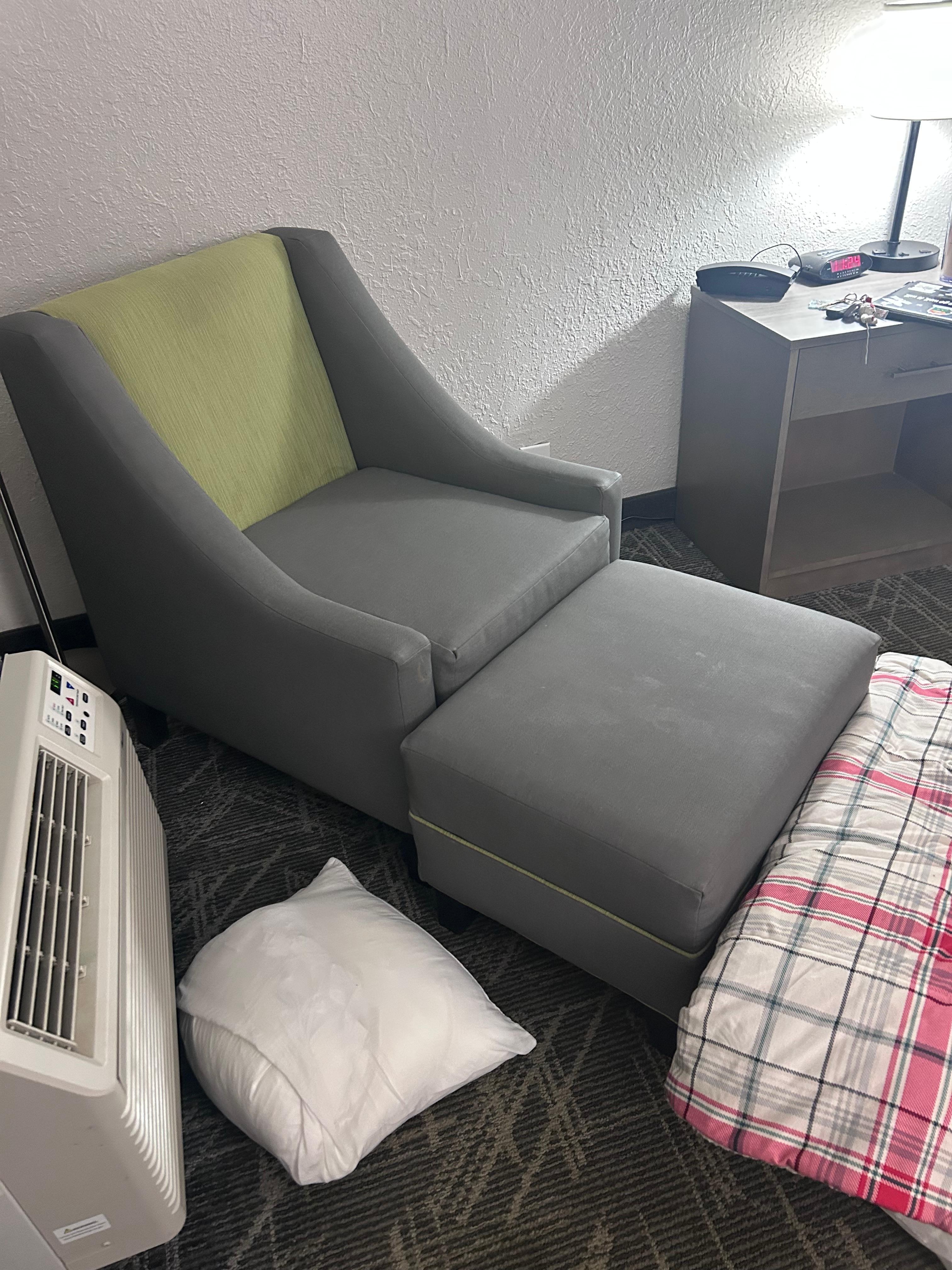 The furniture was stained and smelled. 