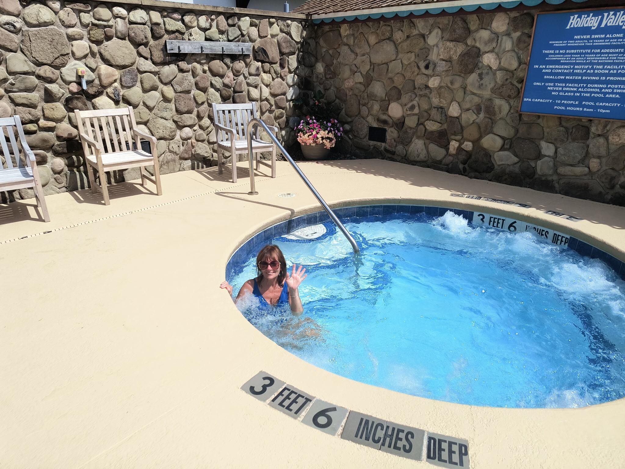 Relaxing in hot tub . So refreshing 