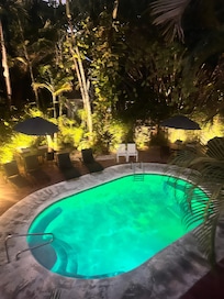 Lovely backyard oasis and pool-view from top balcony