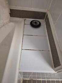 Mould on the bathroom sides.