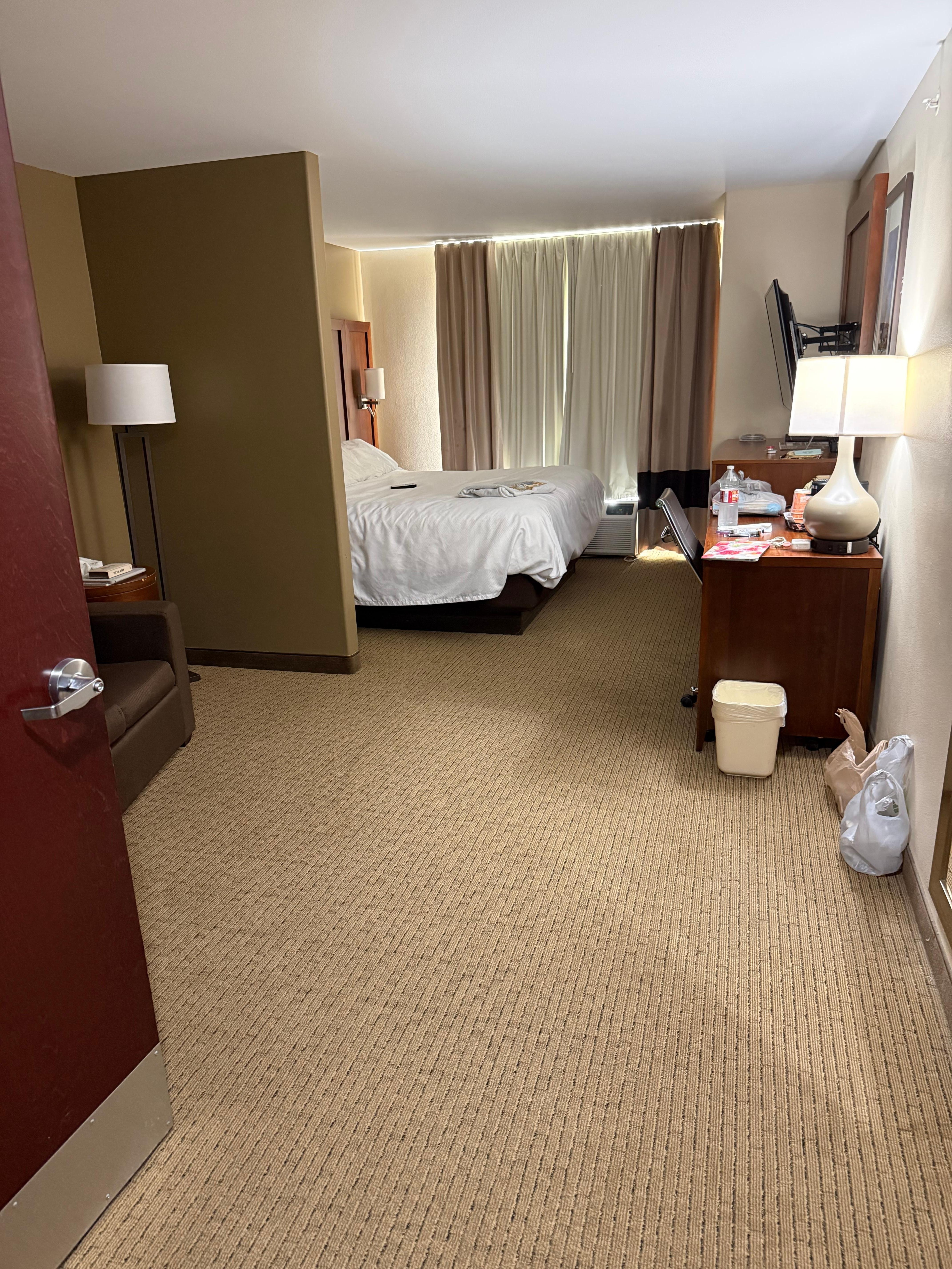 Had a little sofa. I think this is what smelled. I put my tote down and got a bunch of hair on it. It wasn’t vacuumed so didn’t sit on it.  