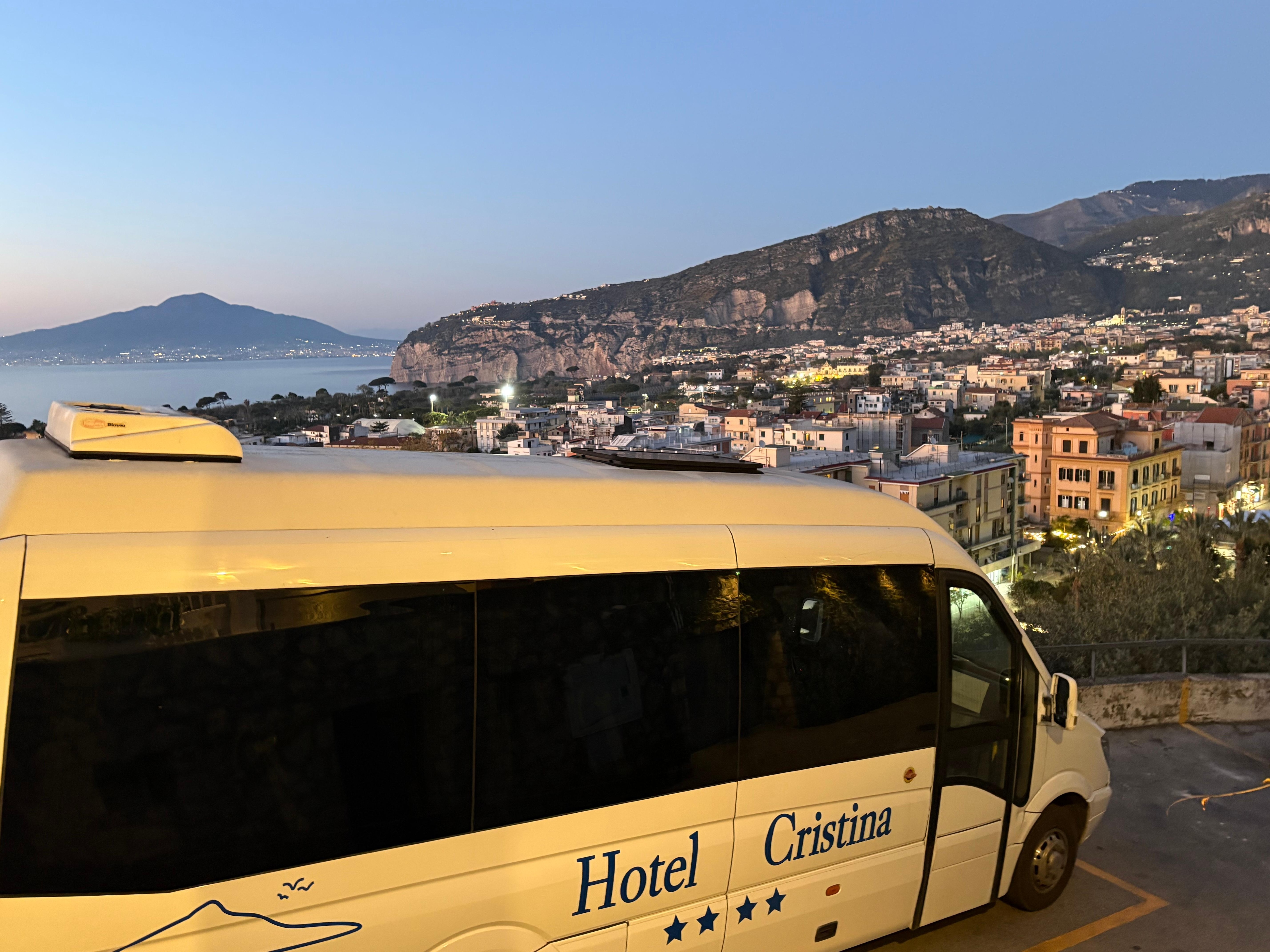 View from the outside of the lobby with the shuttle 