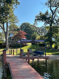 Pier leading to covered sitting area!