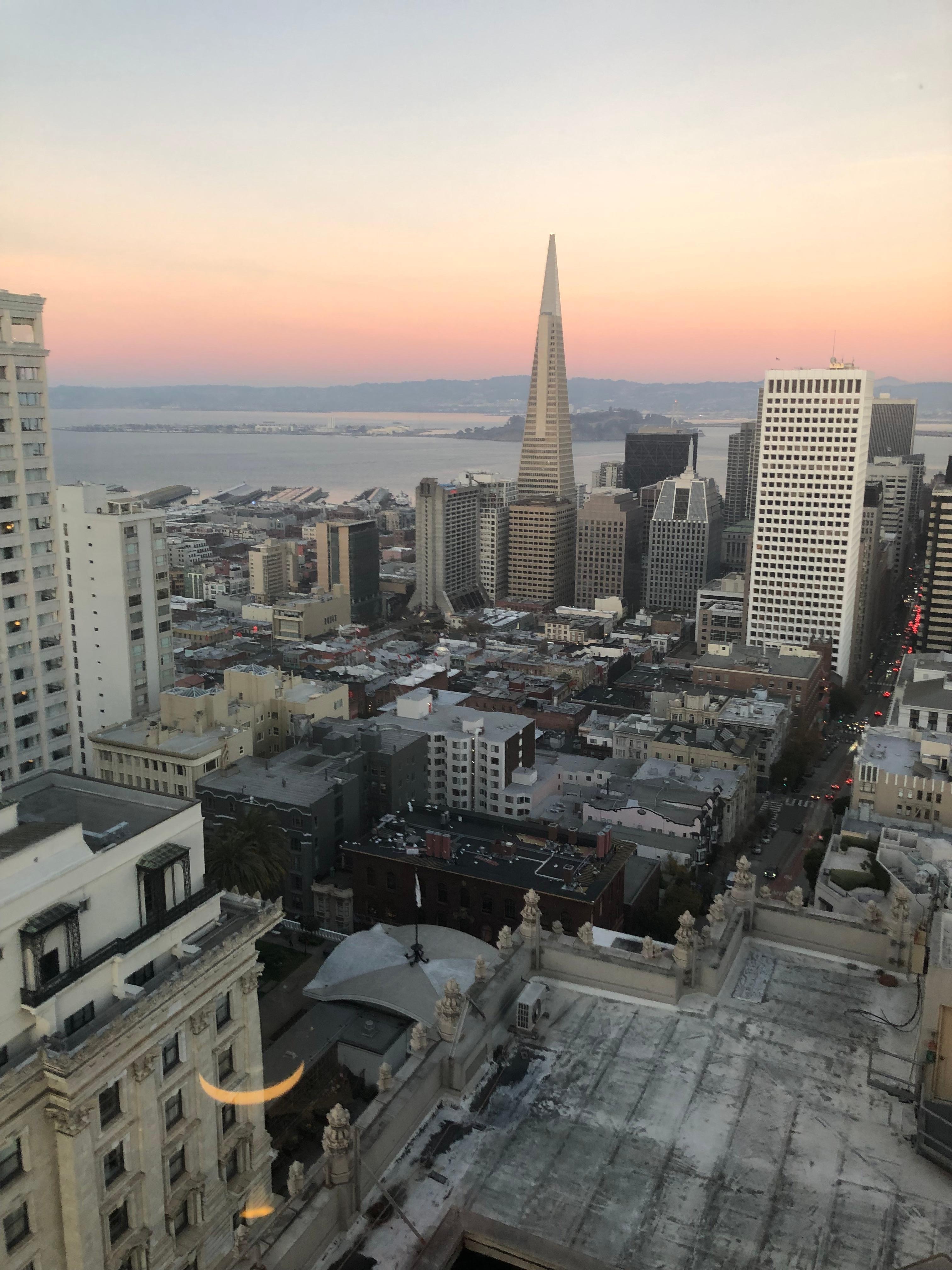 View of the Transamerica Pyramid from the Top of the Mark.