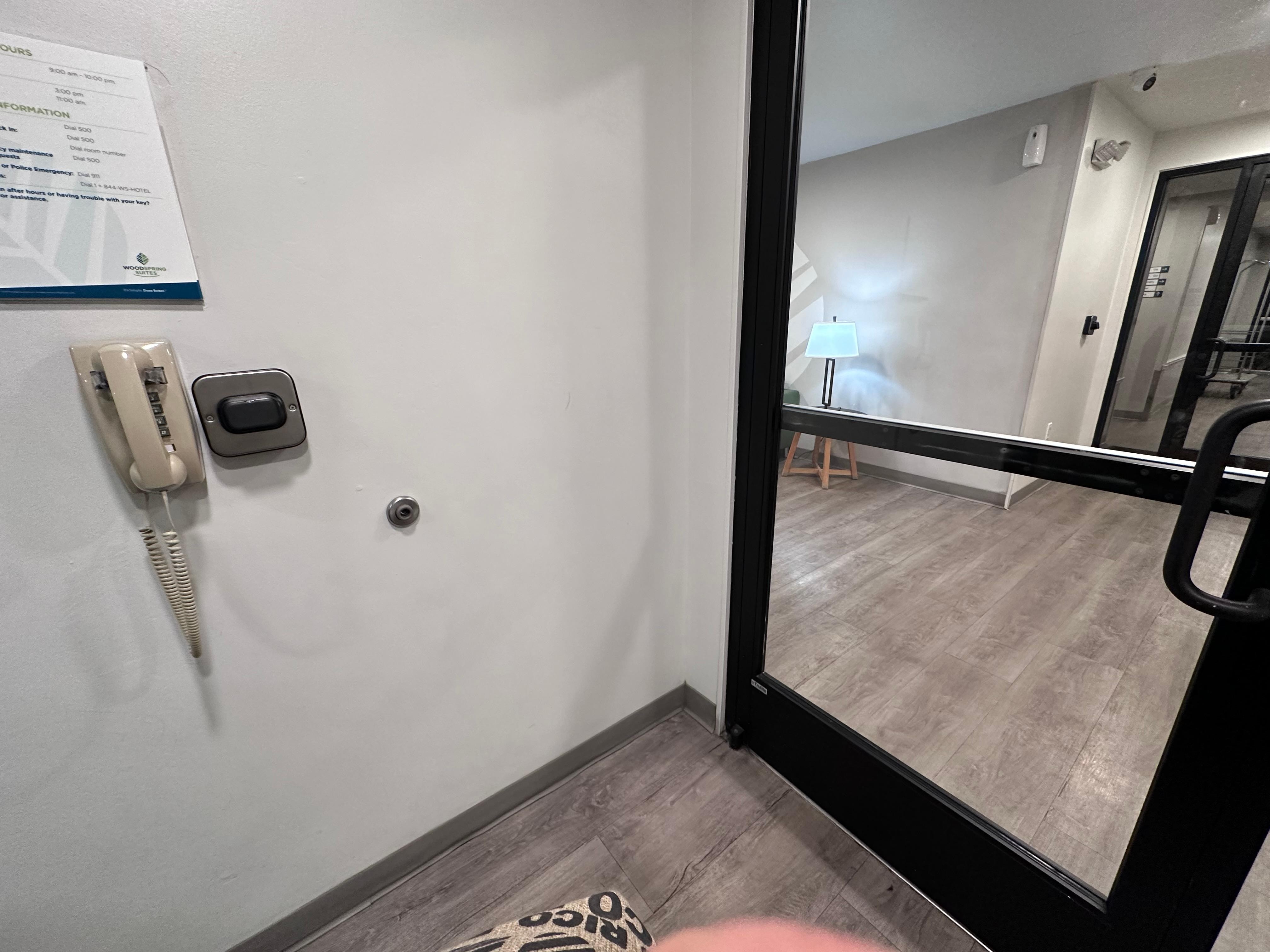 Lobby closed. Phone to call staff.