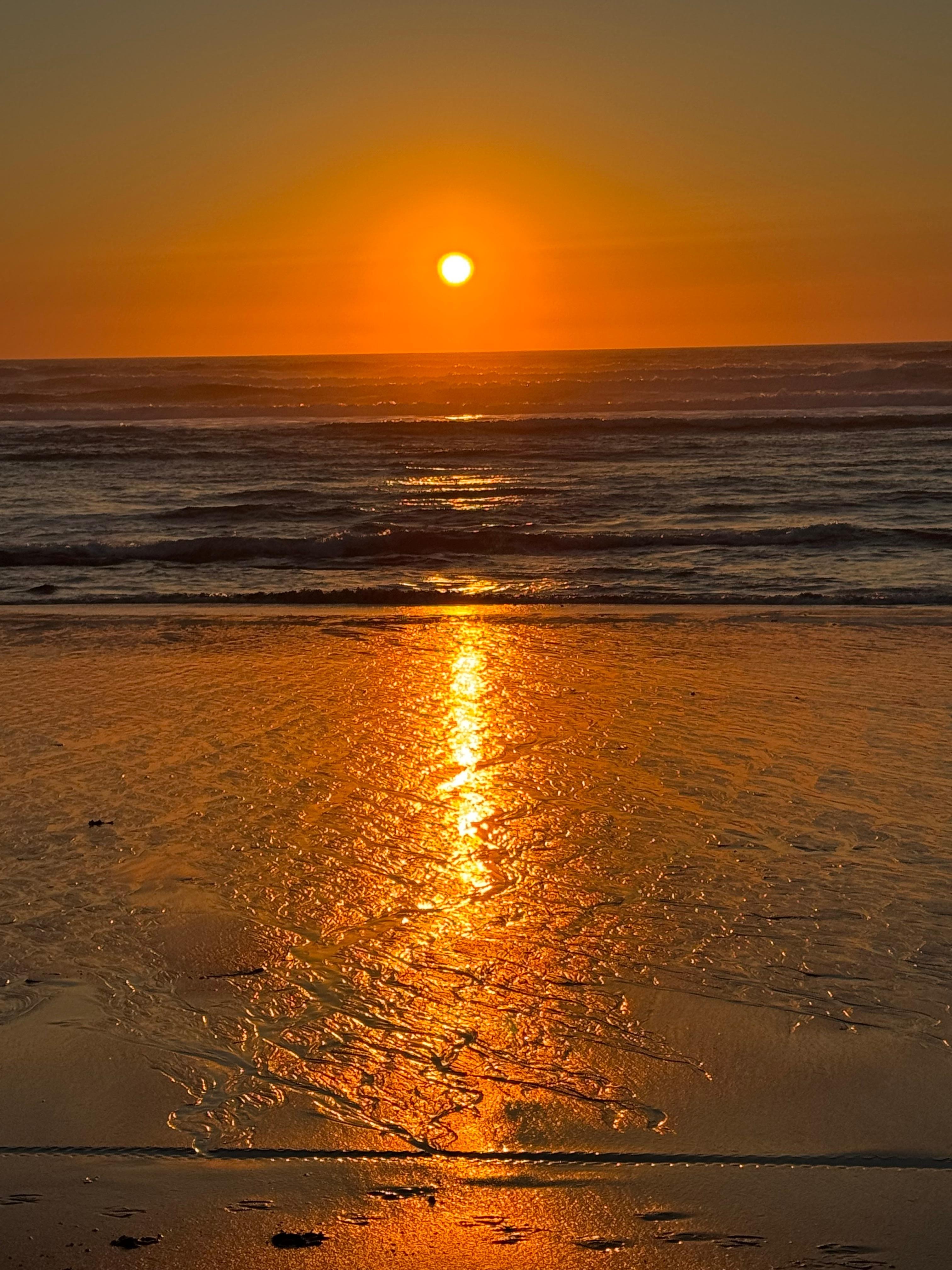 Sunset on the nearby beach