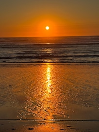 Sunset on the nearby beach