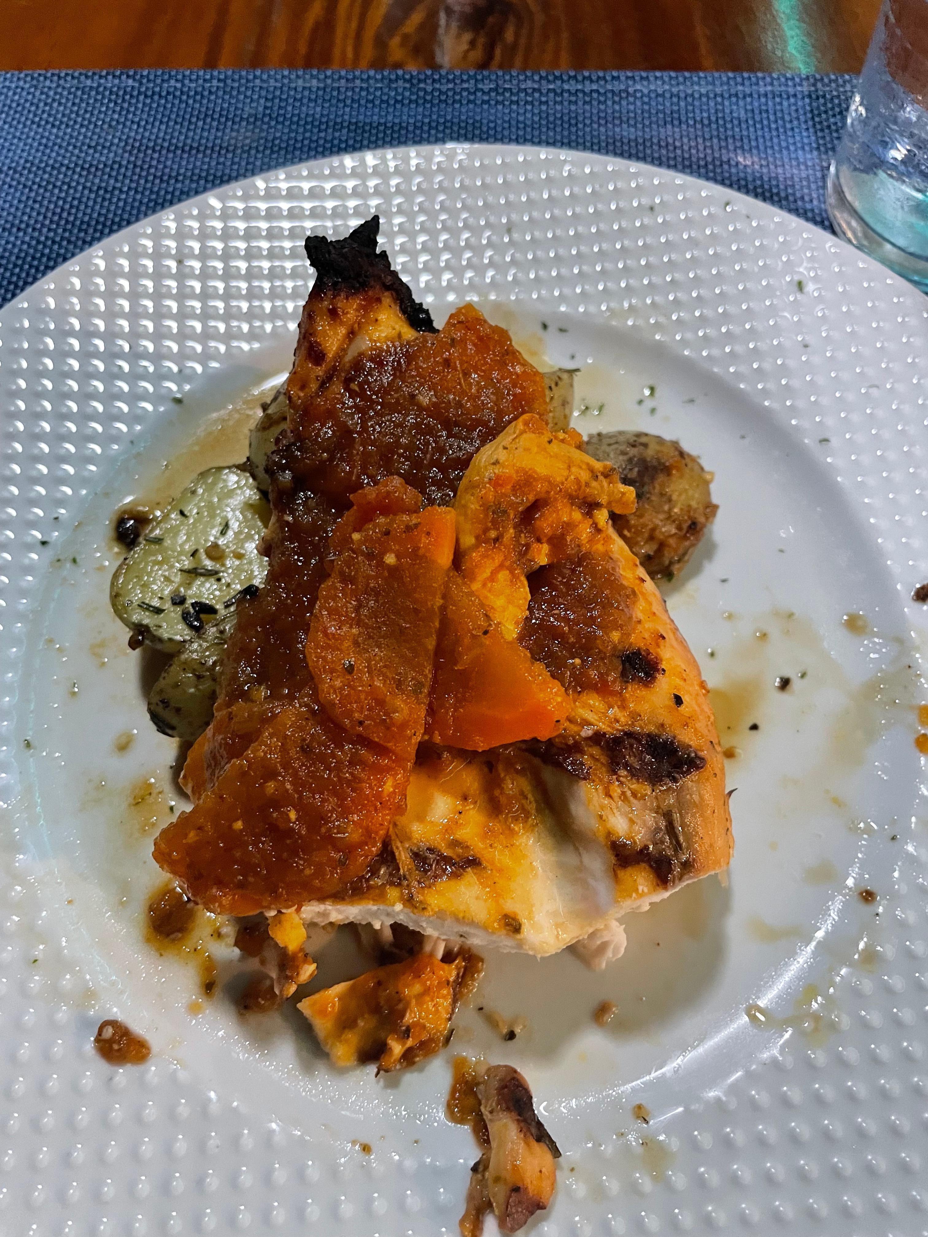 Costa Rican Chicken. So excited took a couple bites before photo