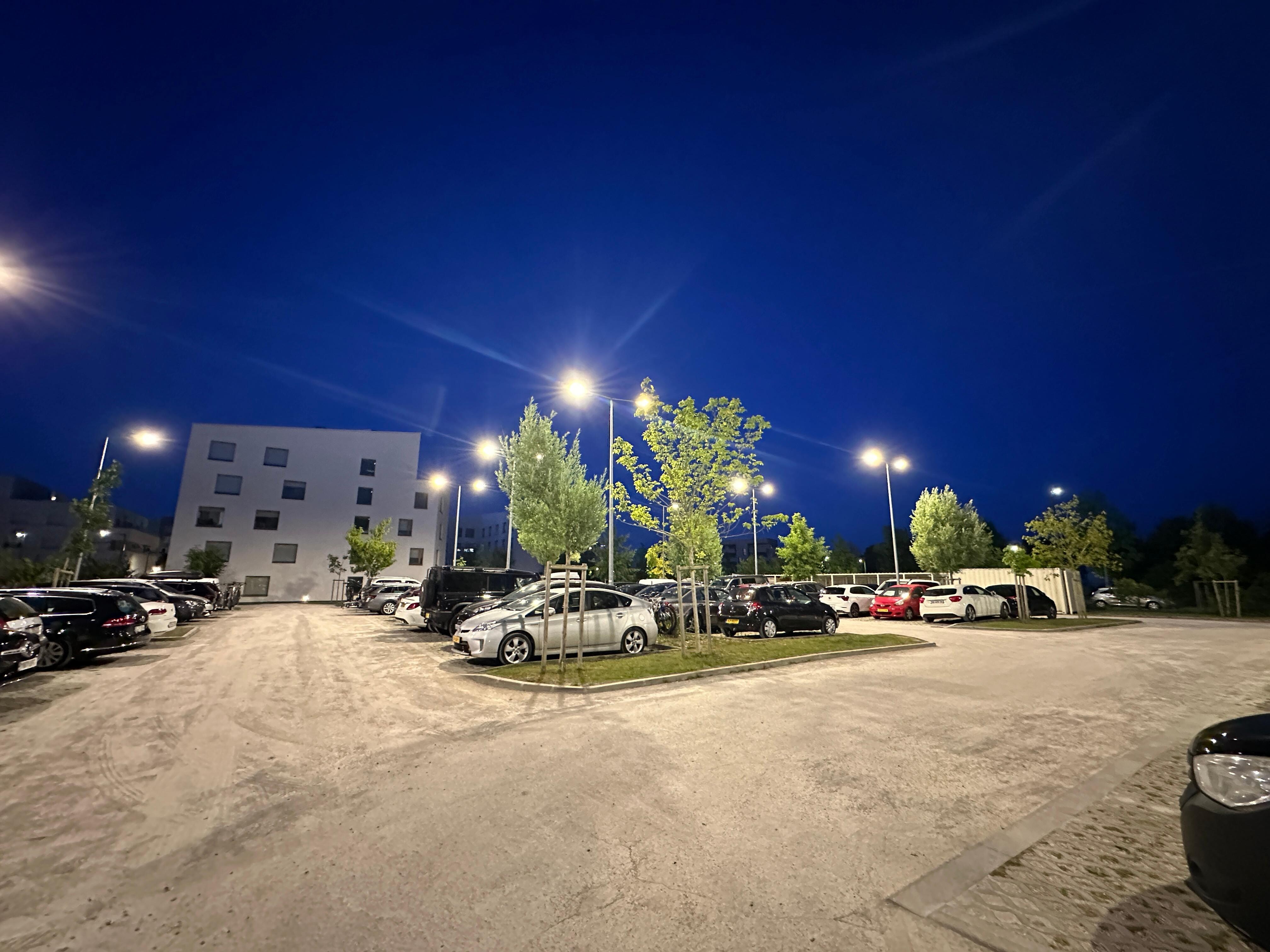 Rear secure car park.