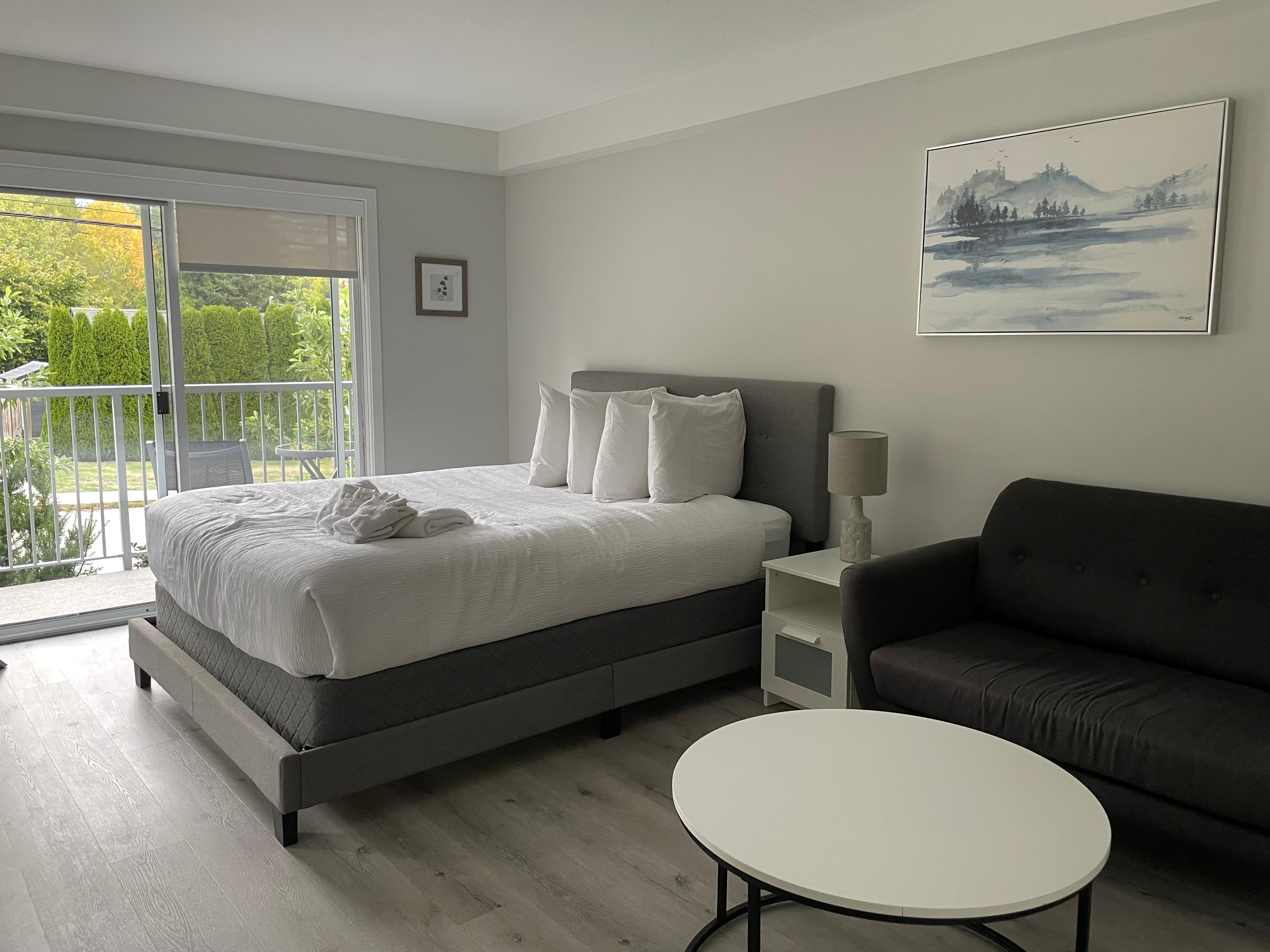 Comfortable bed and sitting area