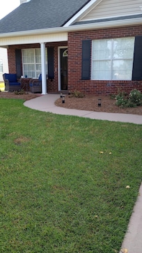 View of front porch where we enjoyed morning coffee!
