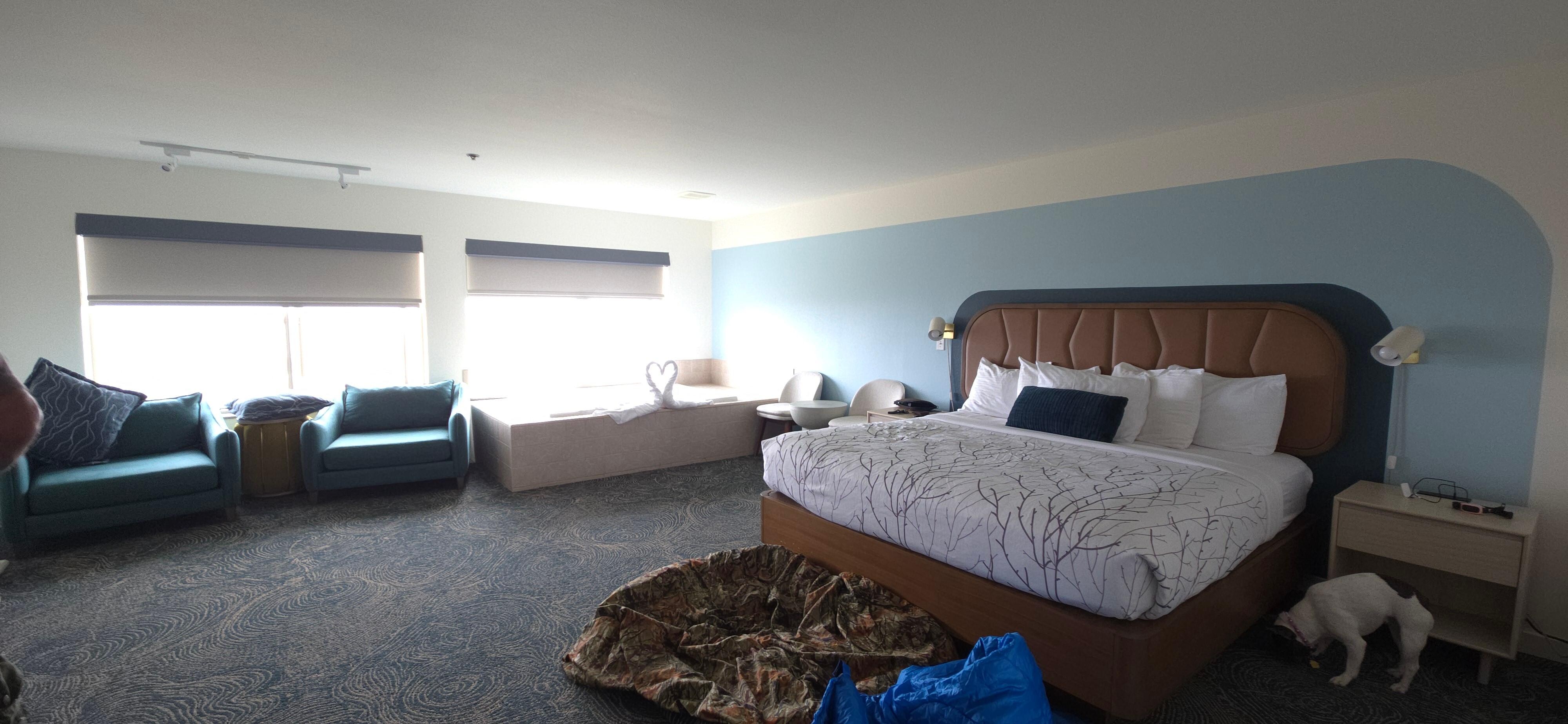 Our room with king sized bed. 