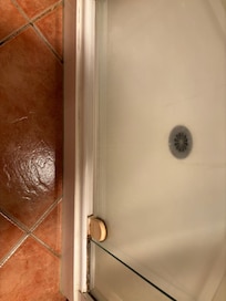 Mould around shower plate and screen. Also 2nd room