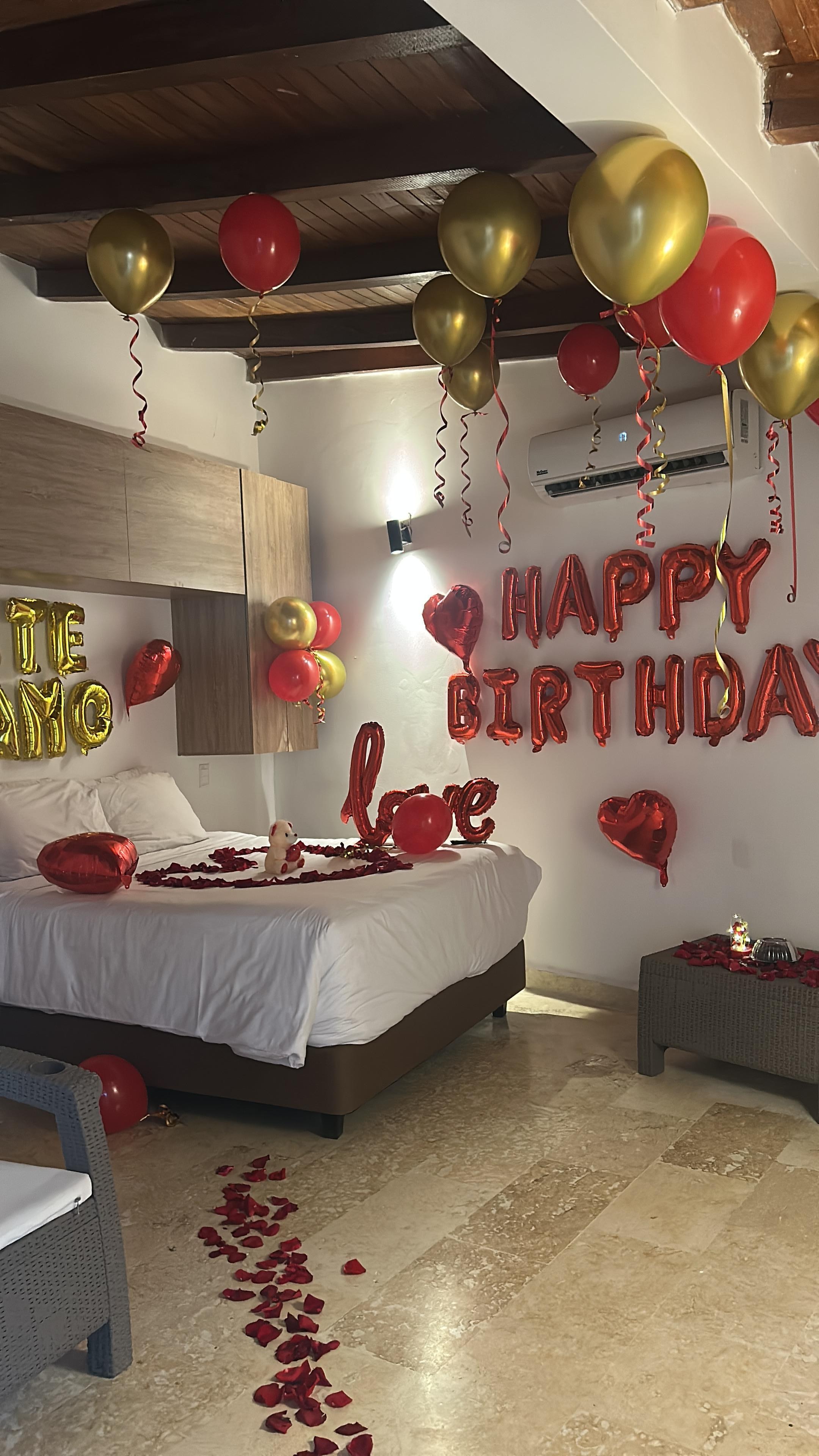 This was our room the decorations were NOT included that was paid separately for my birthday.