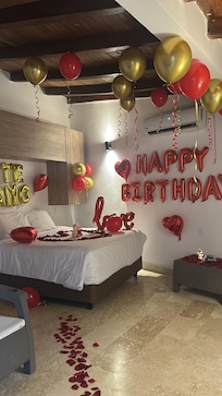 This was our room the decorations were NOT included that was paid separately for my birthday.