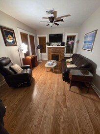 This is living room and shows reason we gave accuracy of listing 2 stars. The listing shows 2 couches but there was only one. Facility list tv but that's only if you bring your own streaming system such as Hulu.