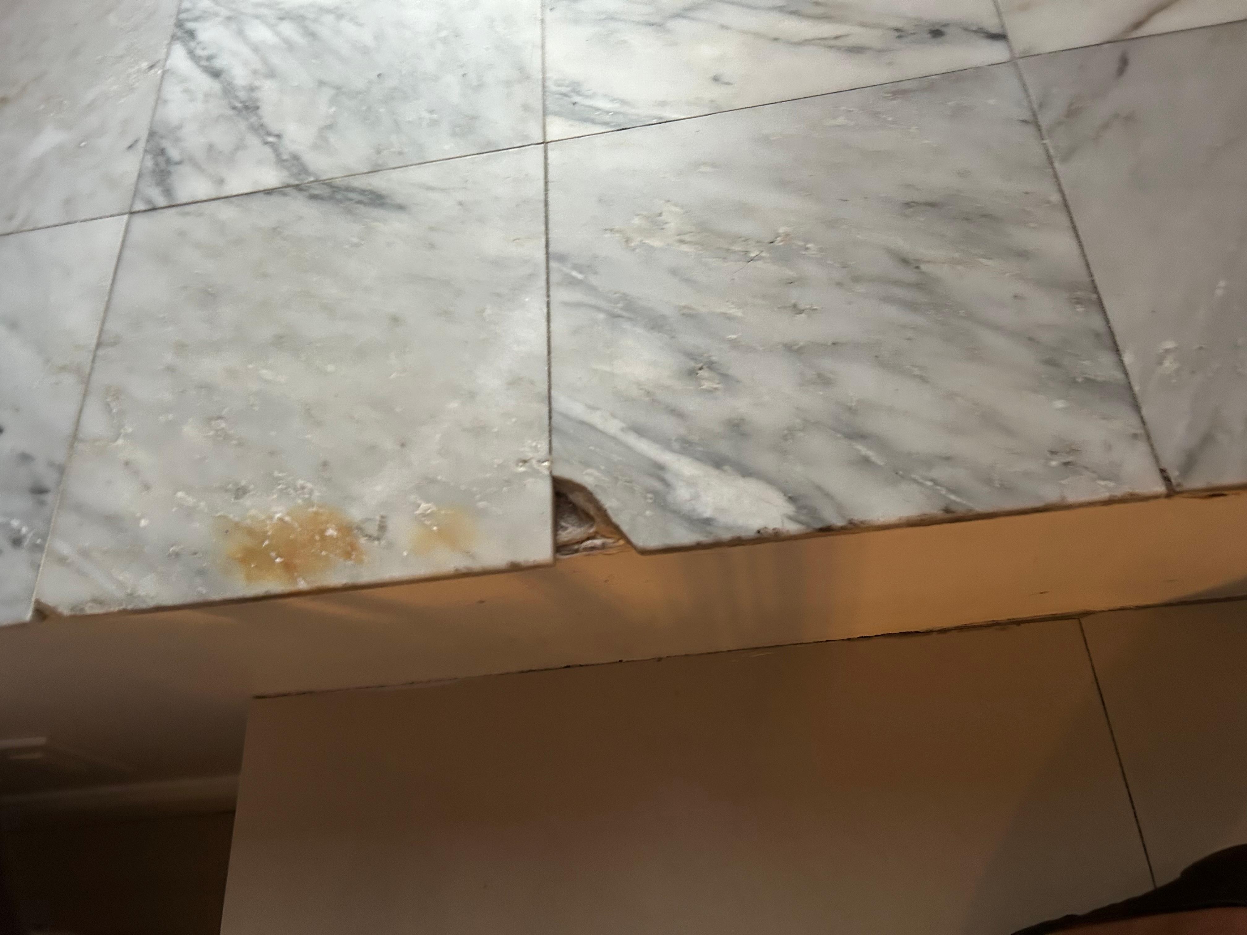 Broken tile on the steps to go to the balcony 