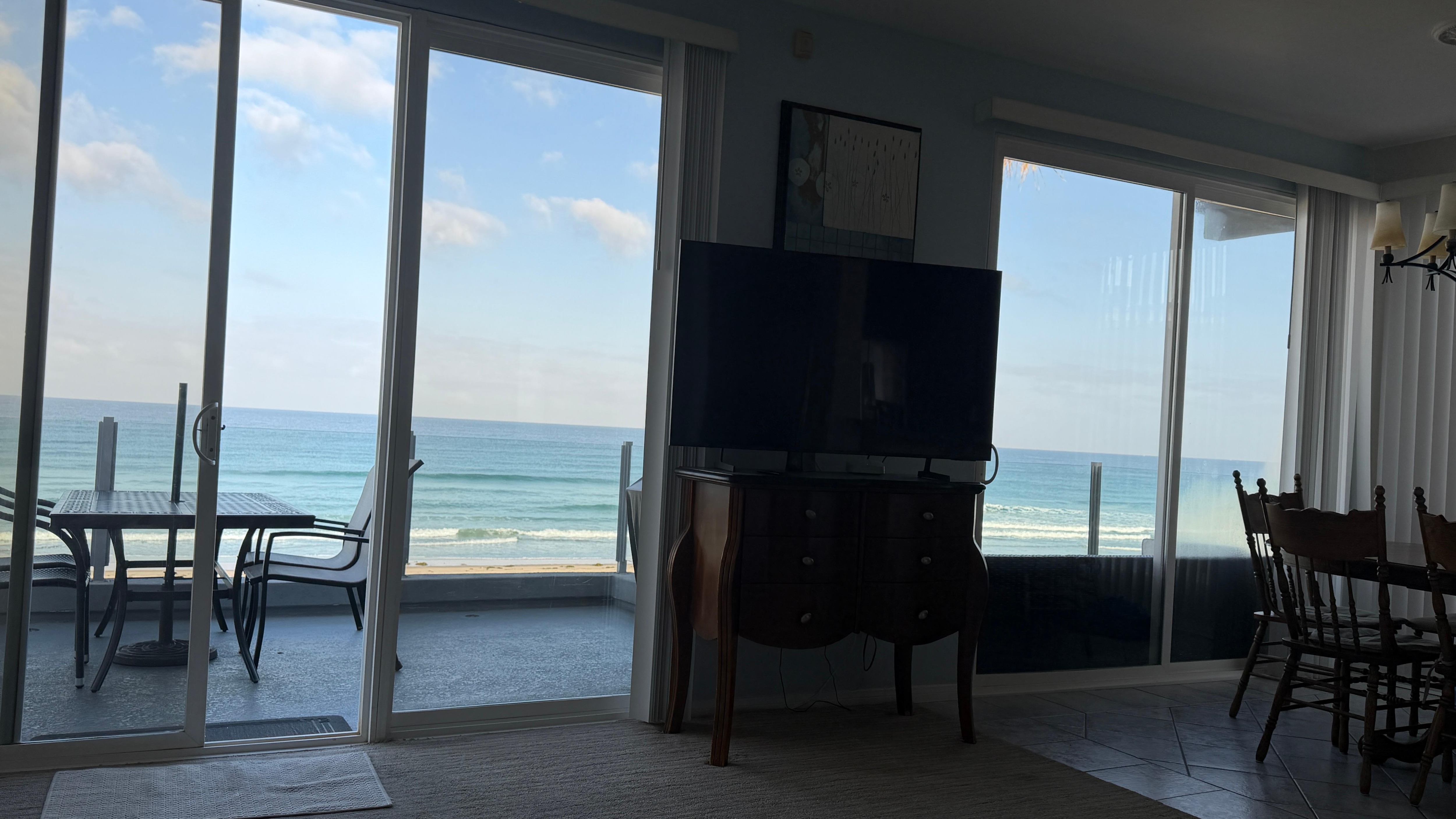 The view from the couch inside.