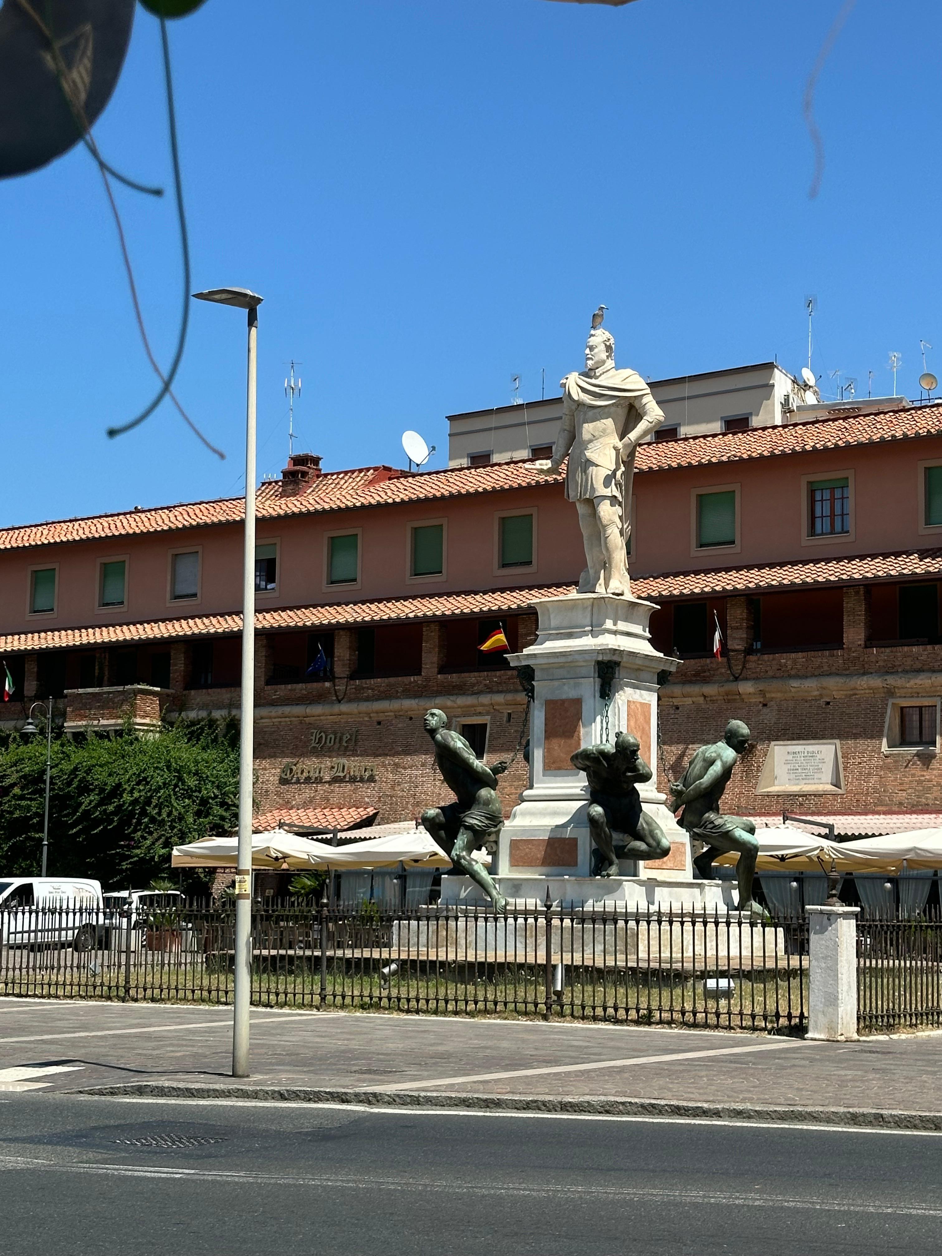 Statue in front of the hotel. 