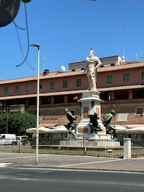 Statue in front of the hotel.