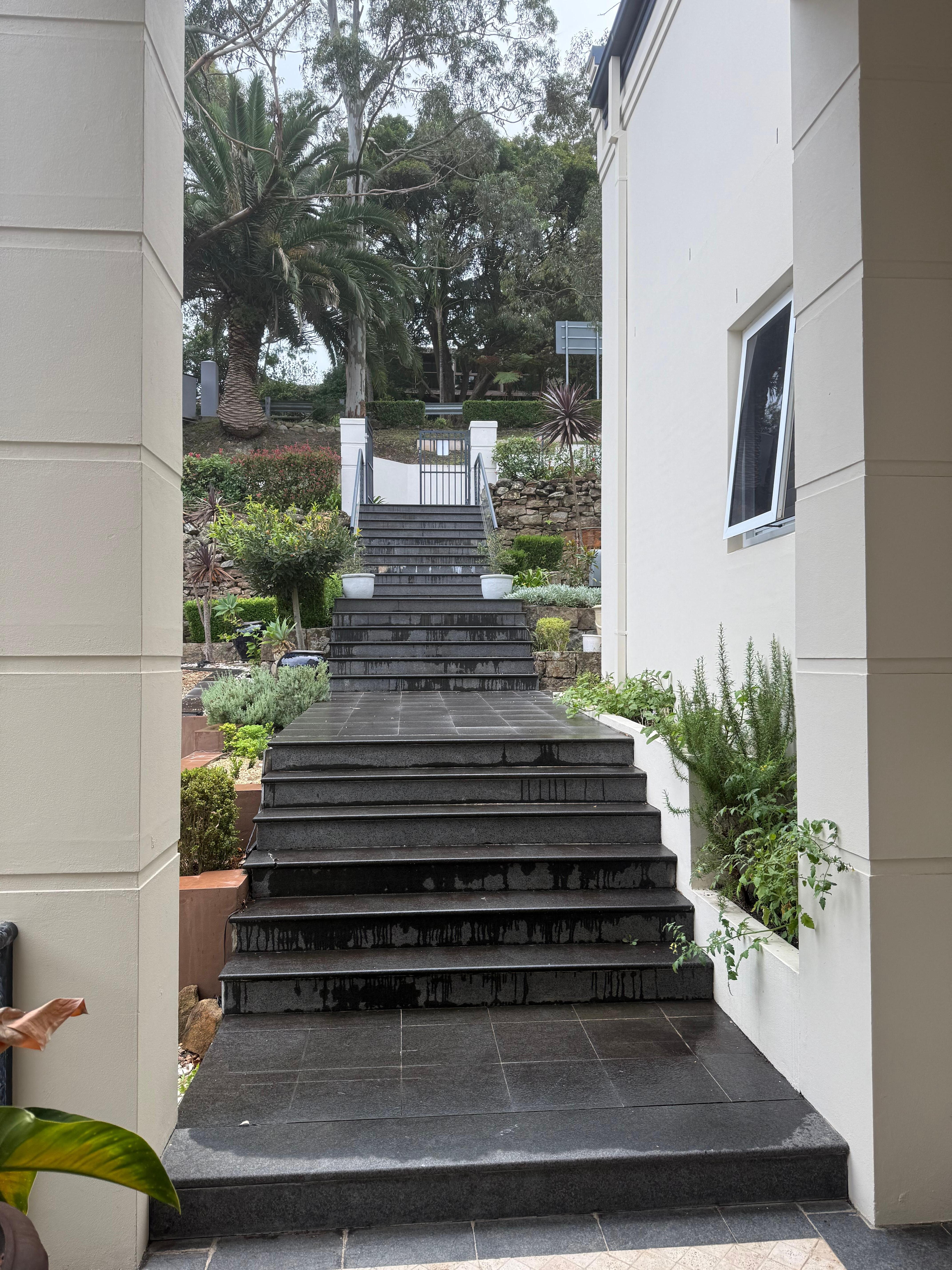 Staircase from the main access up to the road 