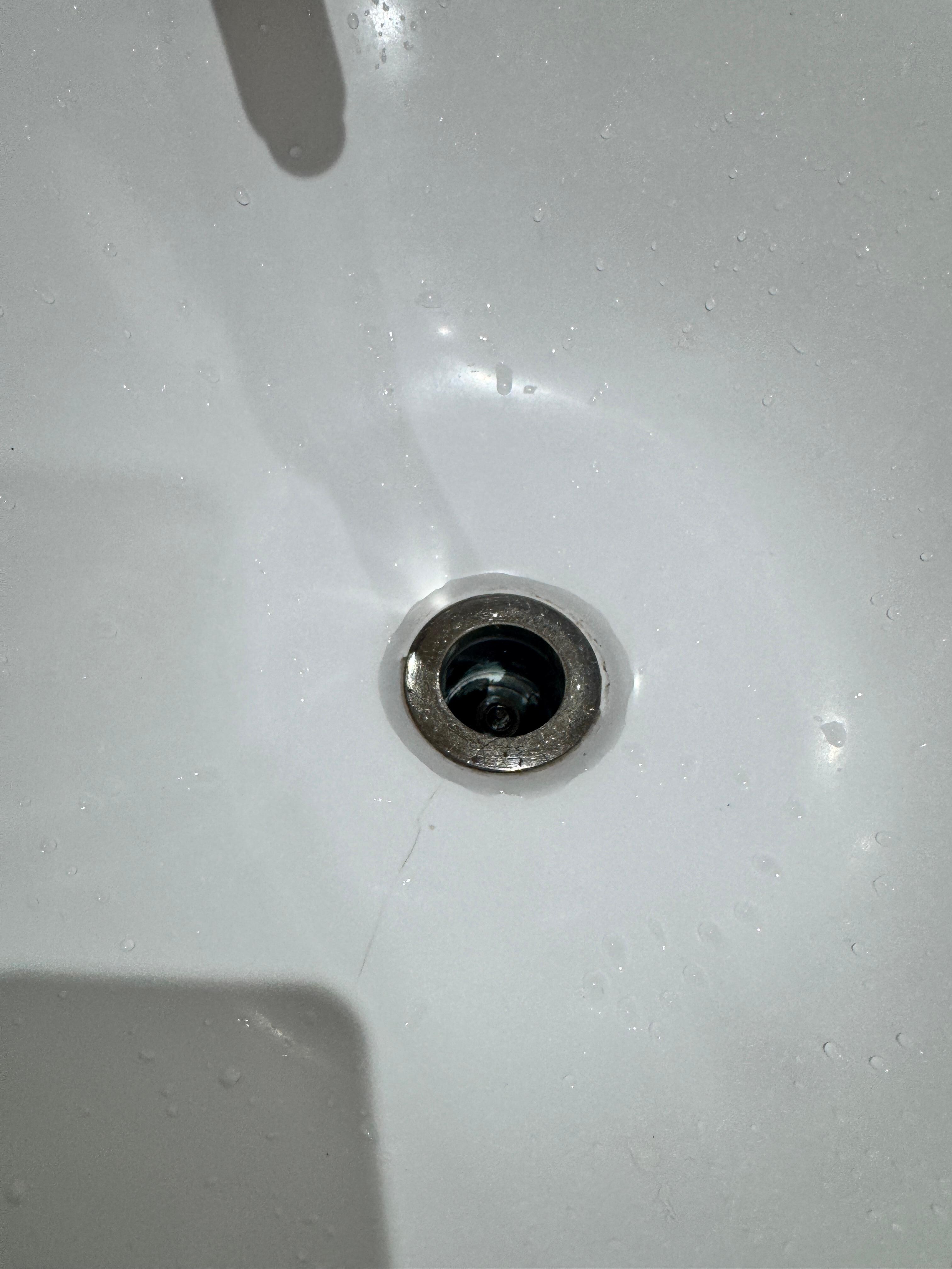 First room - missing sink plug.  Pipe also backed up.