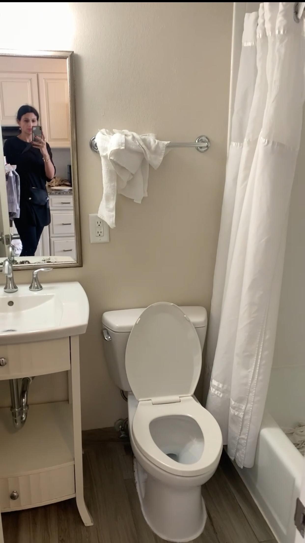 The bathroom after we used it. We asked for extra towels. They brought them right away! 