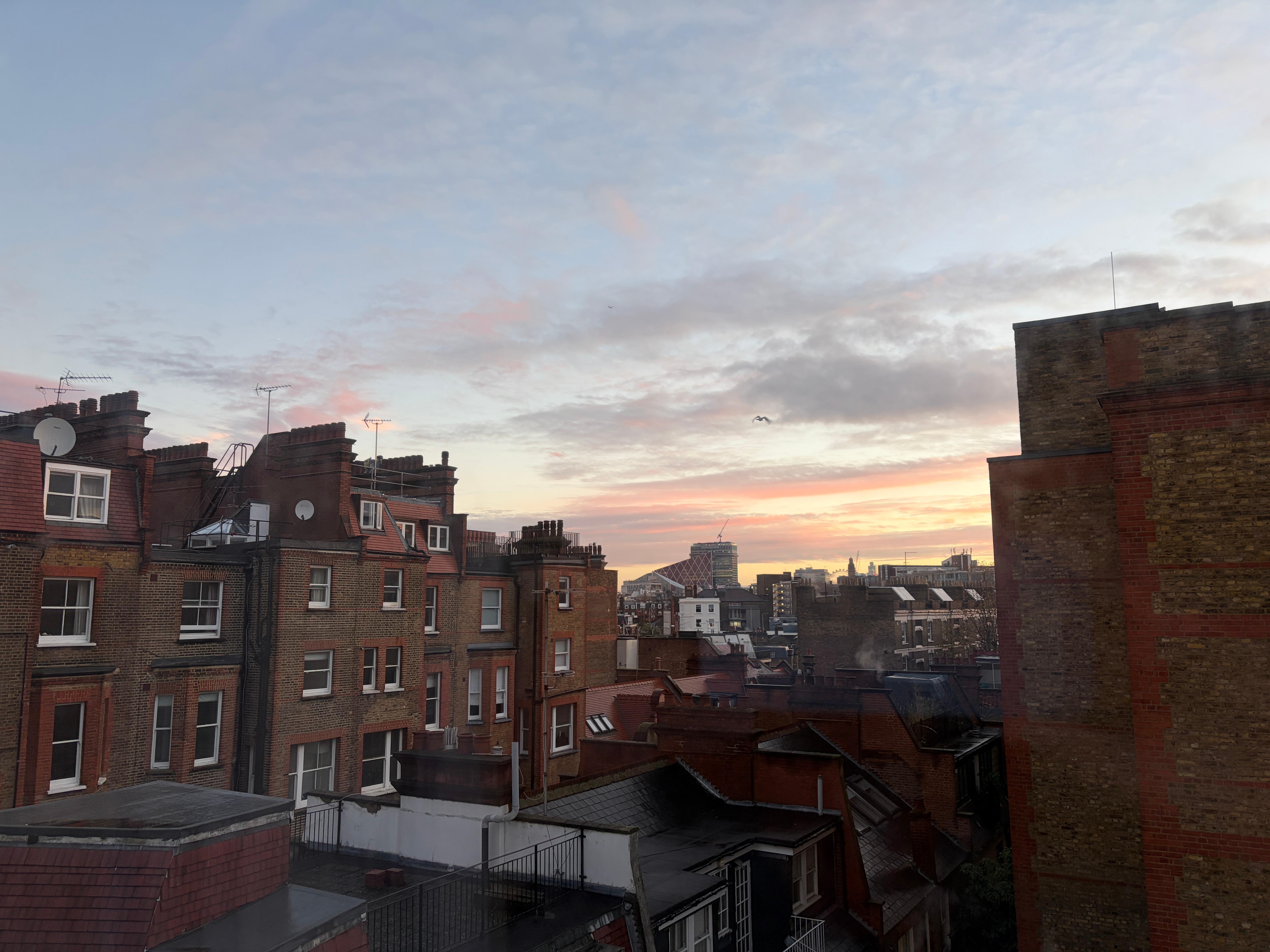 View outside kitchen window. London Eye and the Shard (not shown) in distance.