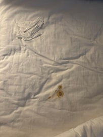 When I went to pull down the comforter this is what I found on the sheets. I was very disgusted