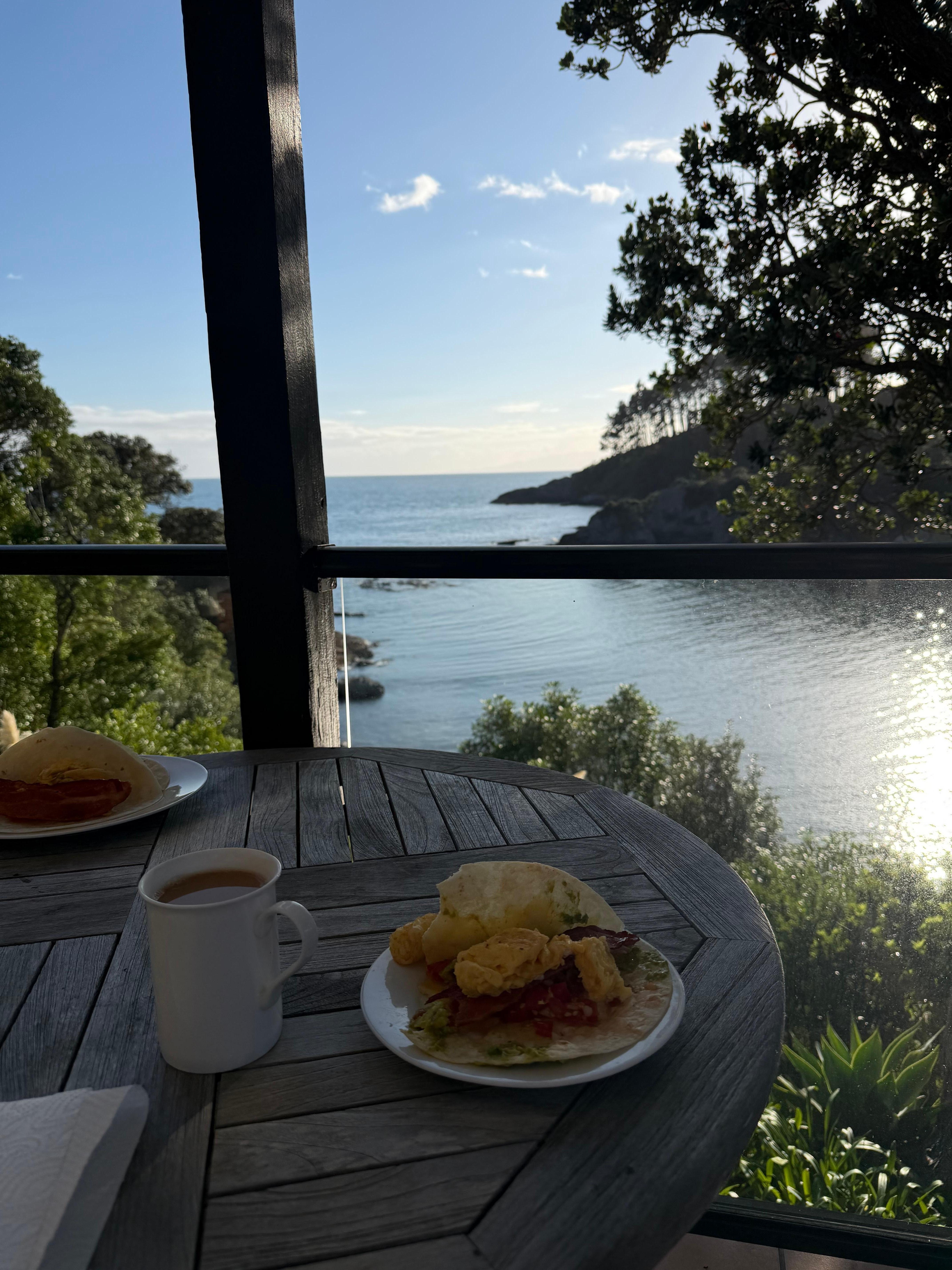 Morning breakfast views from balcony. 