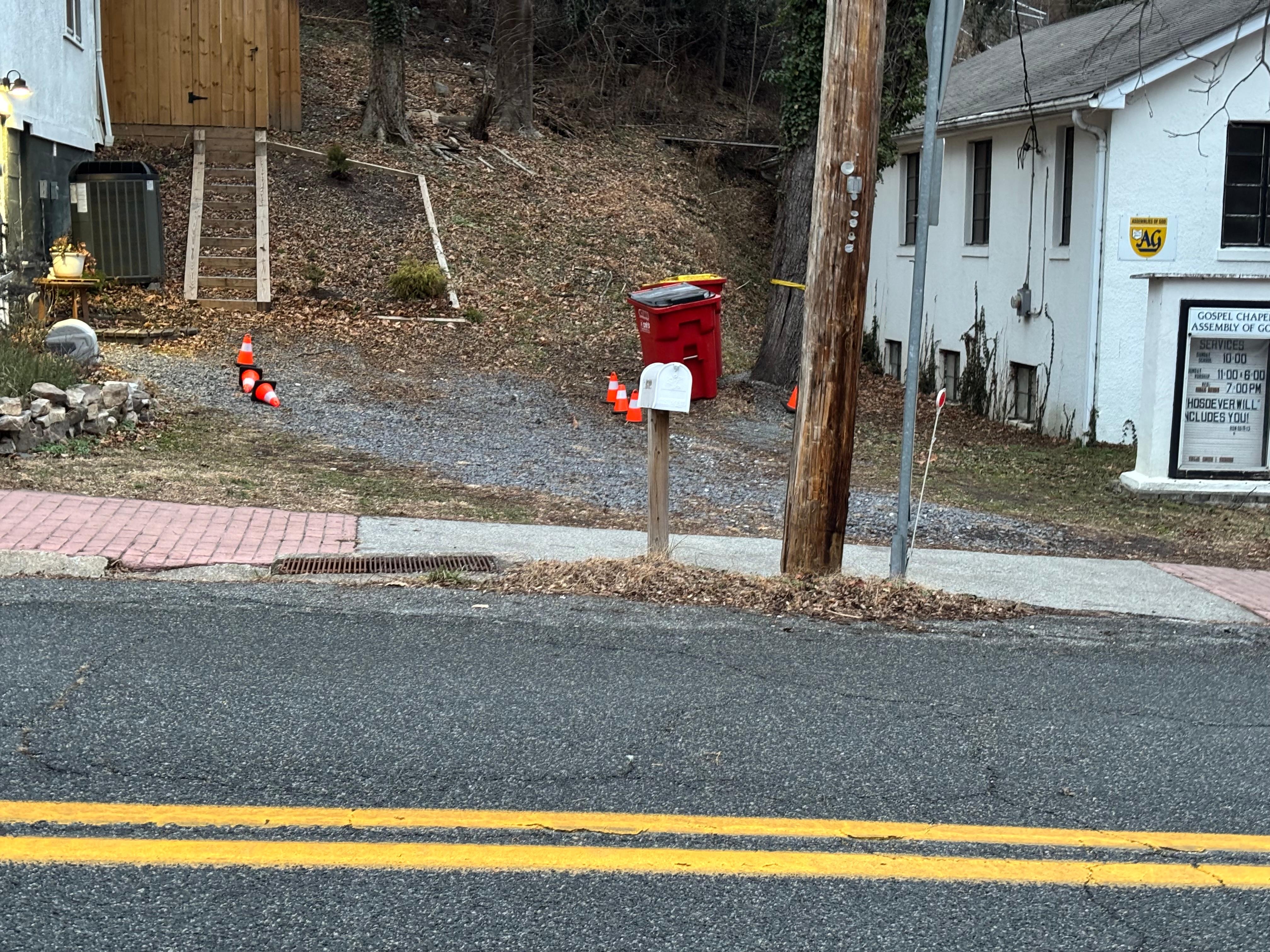 The parking is a challenge.  There’s a ditch and a pole blocking the spot.