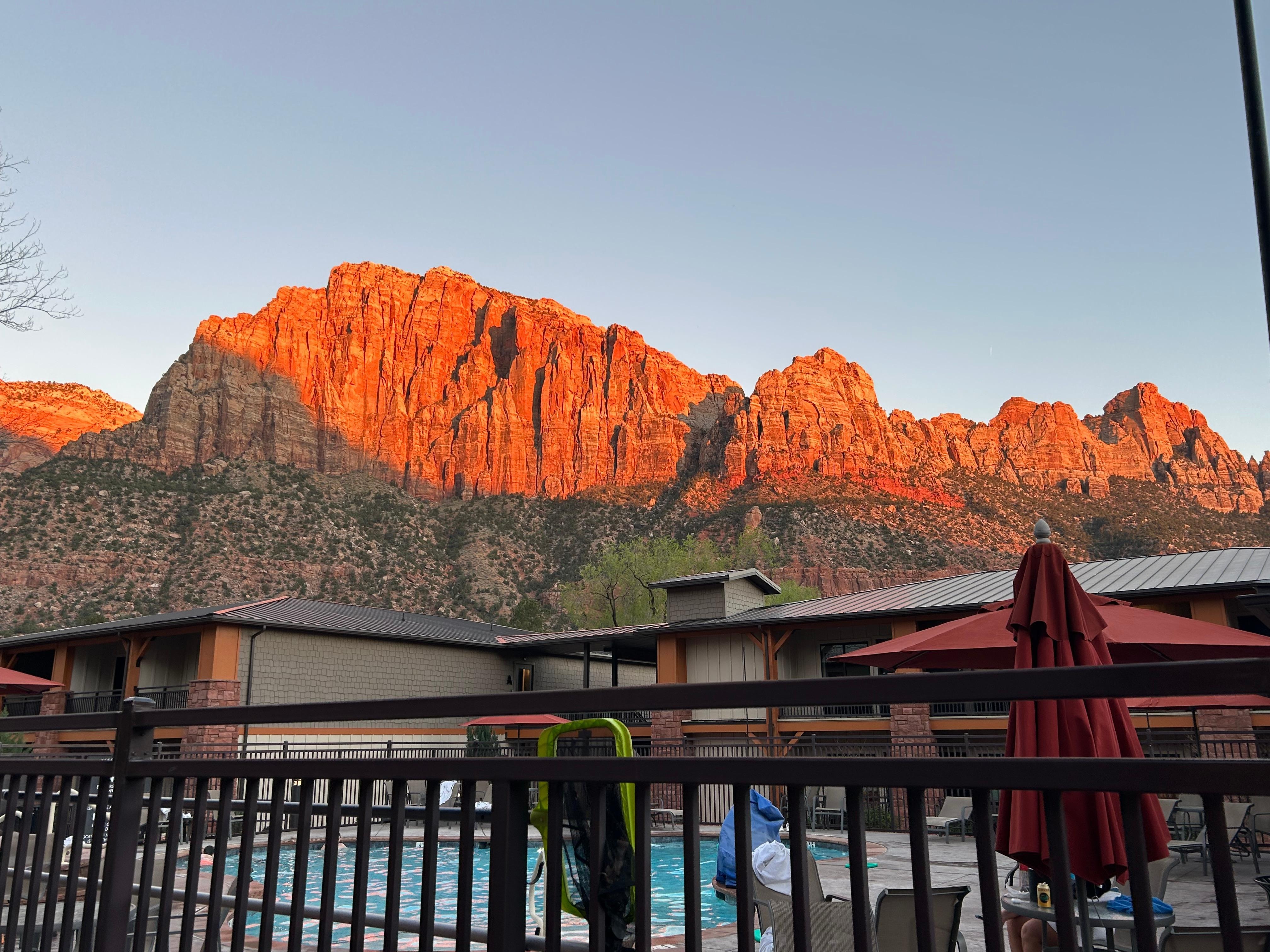 Sunset and the pool. 