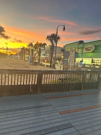 On the boardwalk. Very short walk from hotel.
