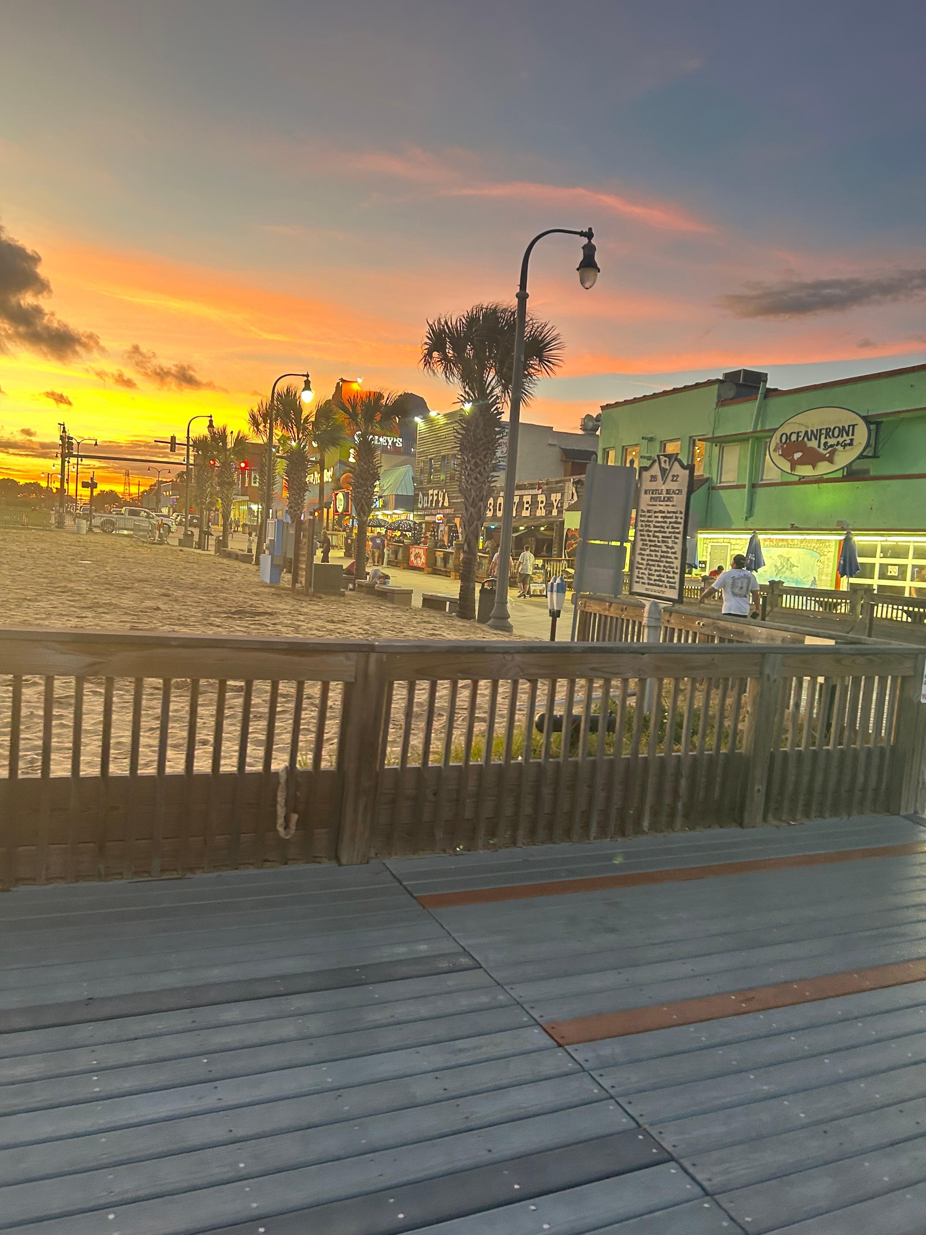 On the boardwalk. Very short walk from hotel. 