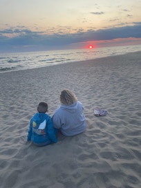 Sitting on the beach with my son
