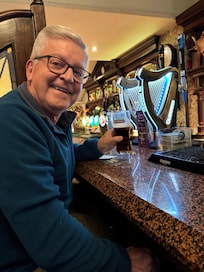 My husband having a good time at the bar.