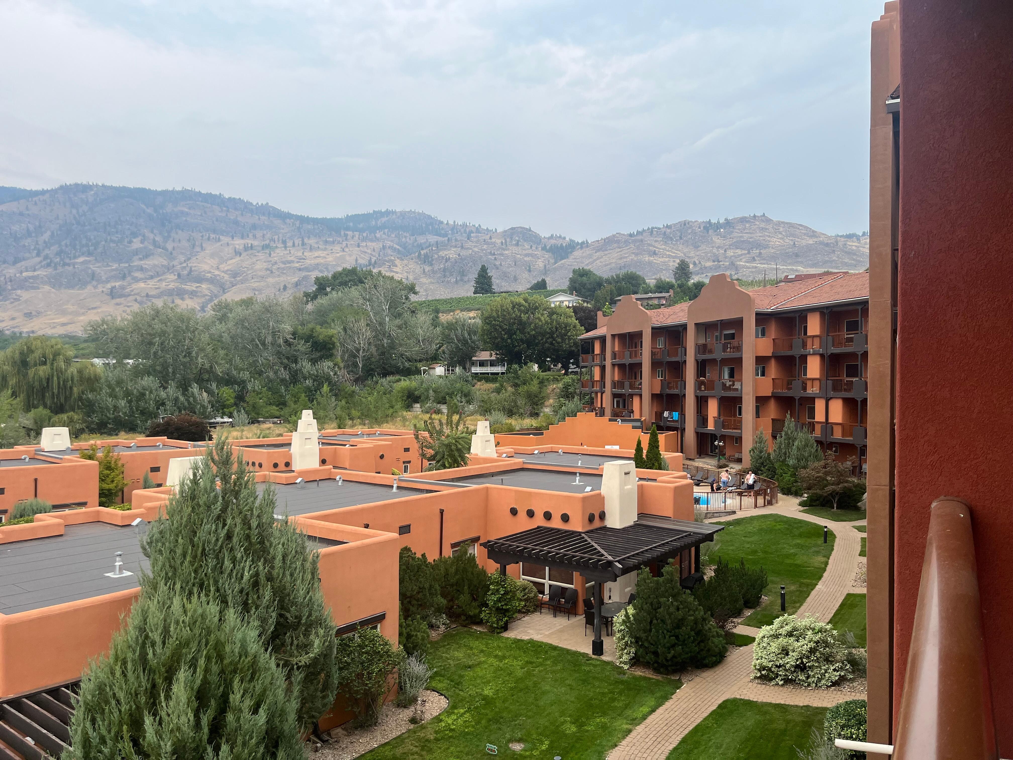 View of the rest of the complex from inside of the deck. 