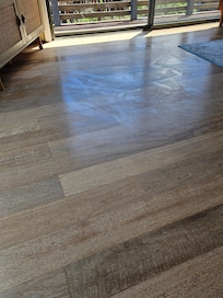 Poorly mopped dusty floors upstairs