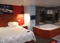 How great is it to lounge in the huge tub watching TV? There was also an attractive glass shower that I didn't use.