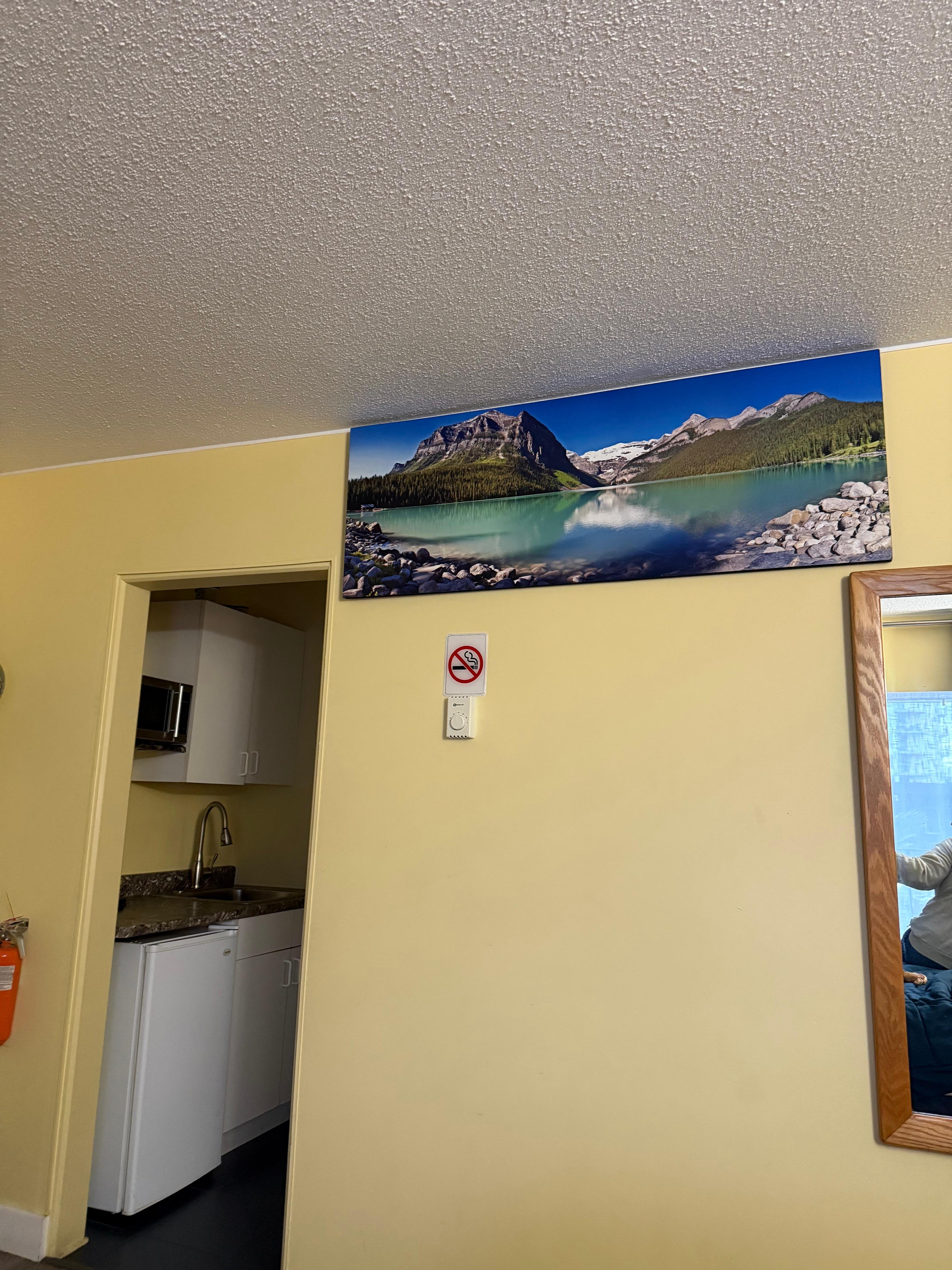 Placement was odd, pic should have been hung above the queen bed in this room. 