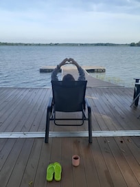 Early morning coffee on the dock