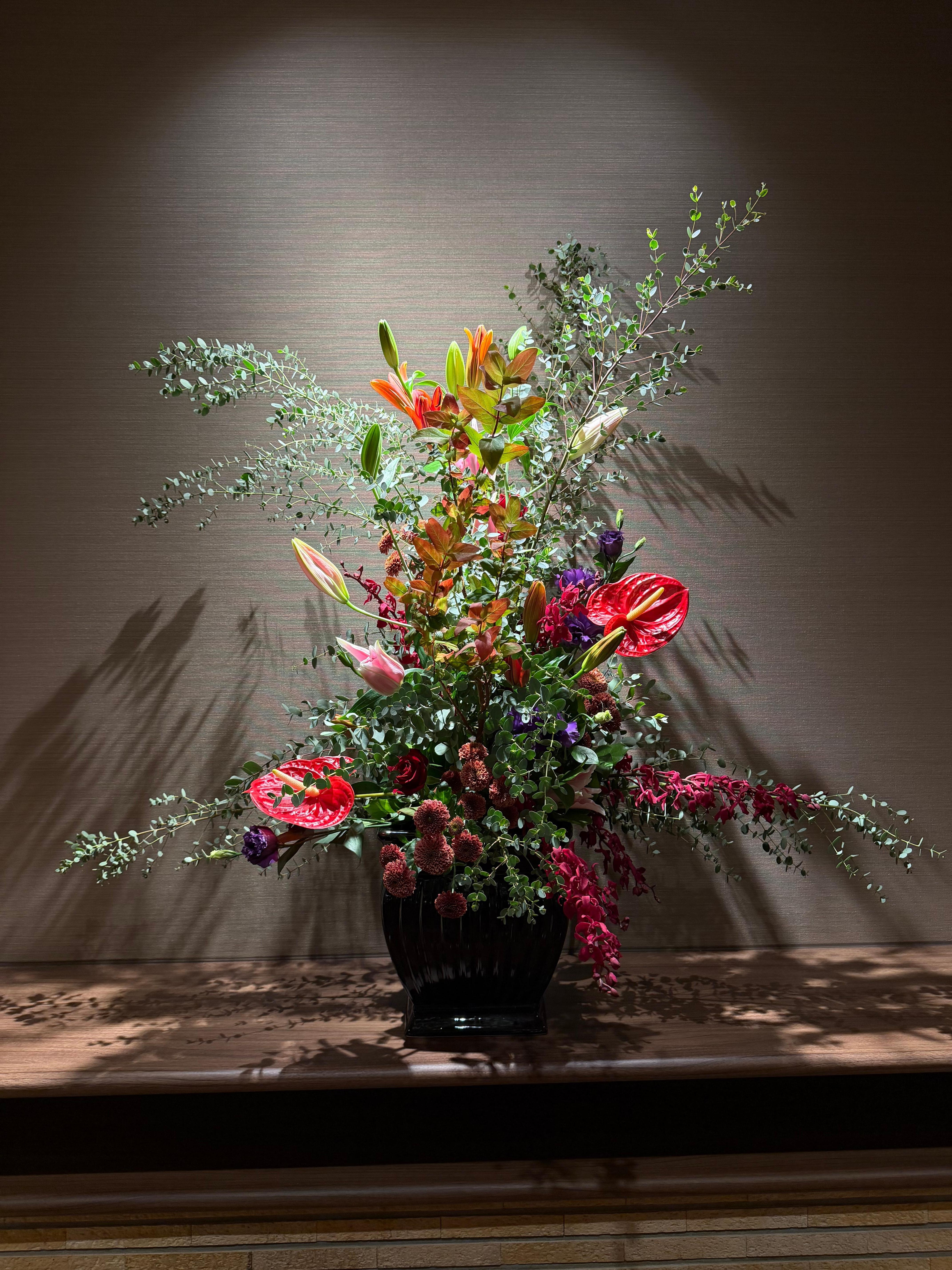 Flower arrangement, 2nd floor by the books